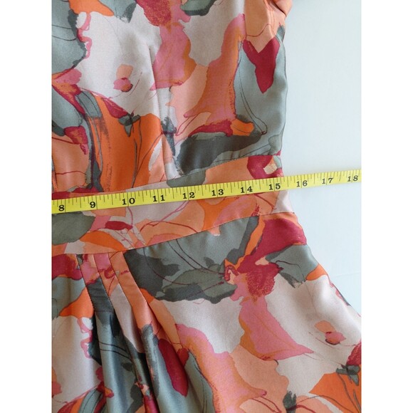 Banana Republic Size 8 Silk Orange Gray Artsy Knee-length Short Sleeve Dress - Picture 9 of 13